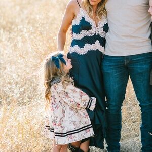 Doen Obelia silk dress, deep navy, size small